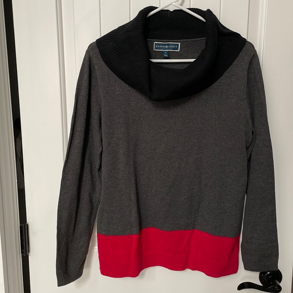 Karen Scott Mixed Color Cowl Neck Sweater in Medium